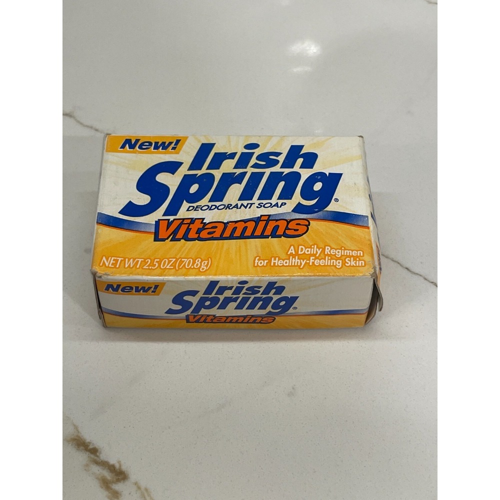 Irish Springโ Deodorant Soap Vitamins Bar Cleanser 2.5 oz/70.8 g New Old Stock